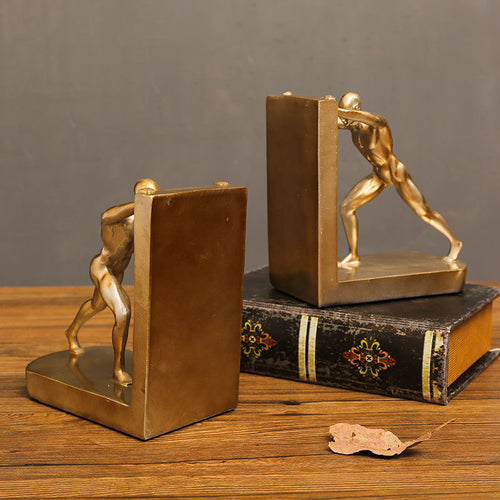 2x Golden Atlas Bookends