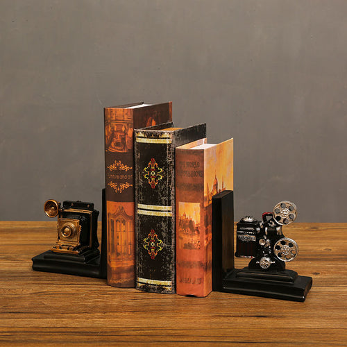 2x Retro Camera & Film Projector Bookends