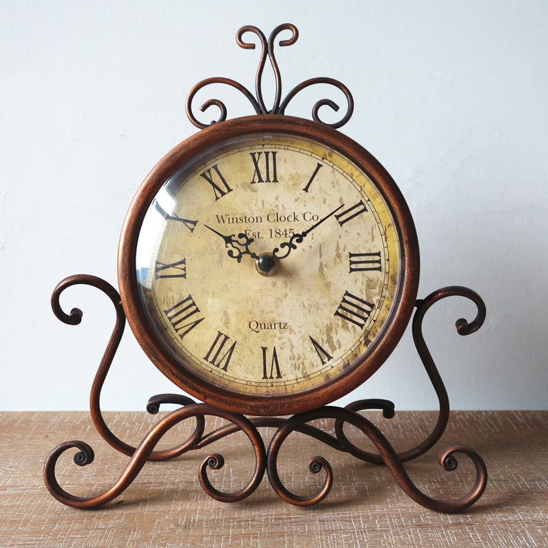 Vintage Scroll Roman Table Clock