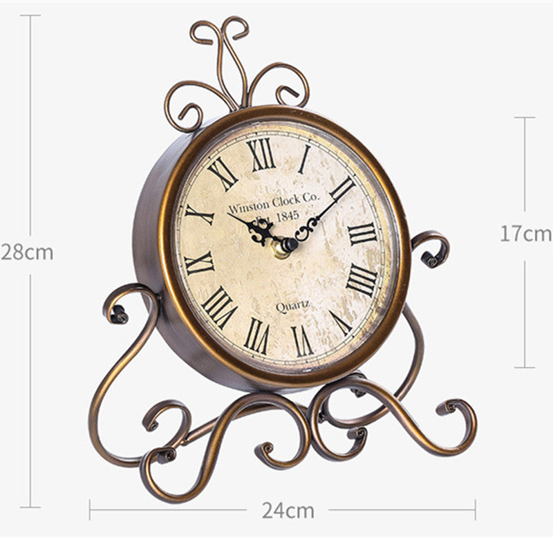 Vintage Scroll Roman Table Clock
