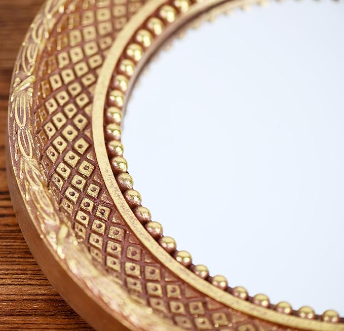 Classic Ornamental Gold Round Wall Mirror