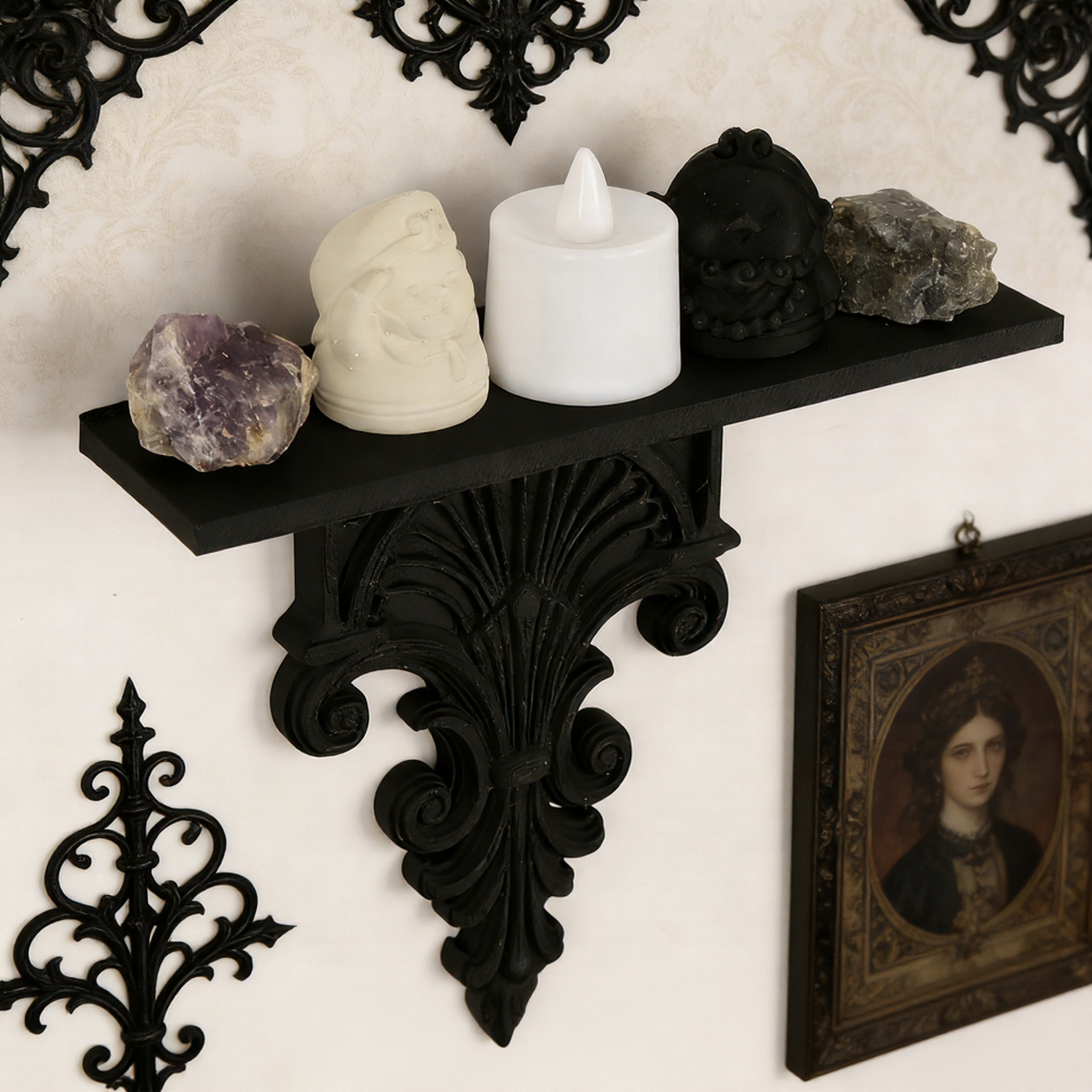 Black sculpted shelf