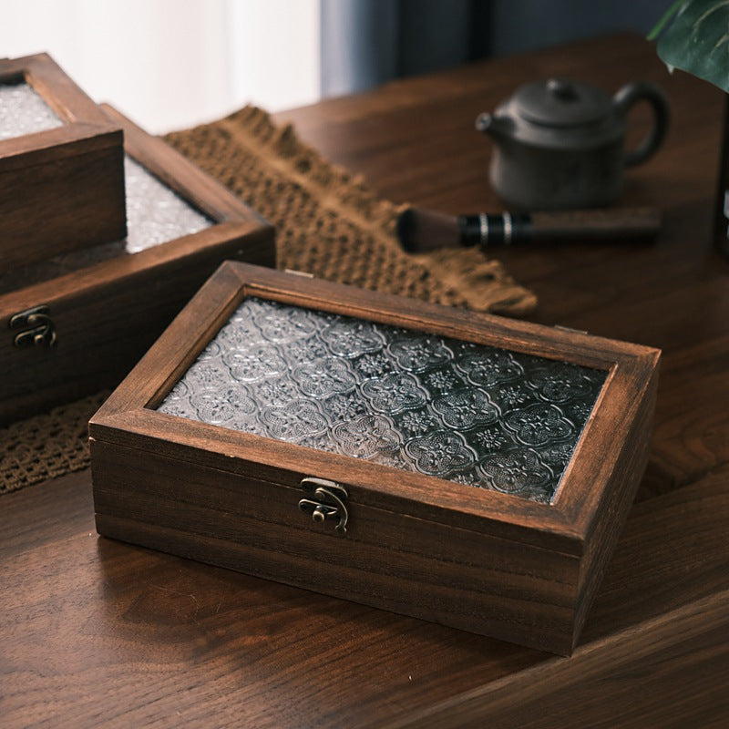 Glass-topped storage box