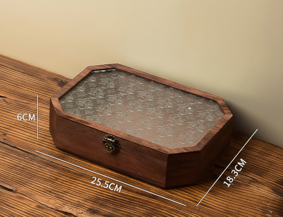 Glass-topped storage box