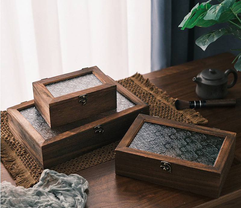 Glass-topped storage box