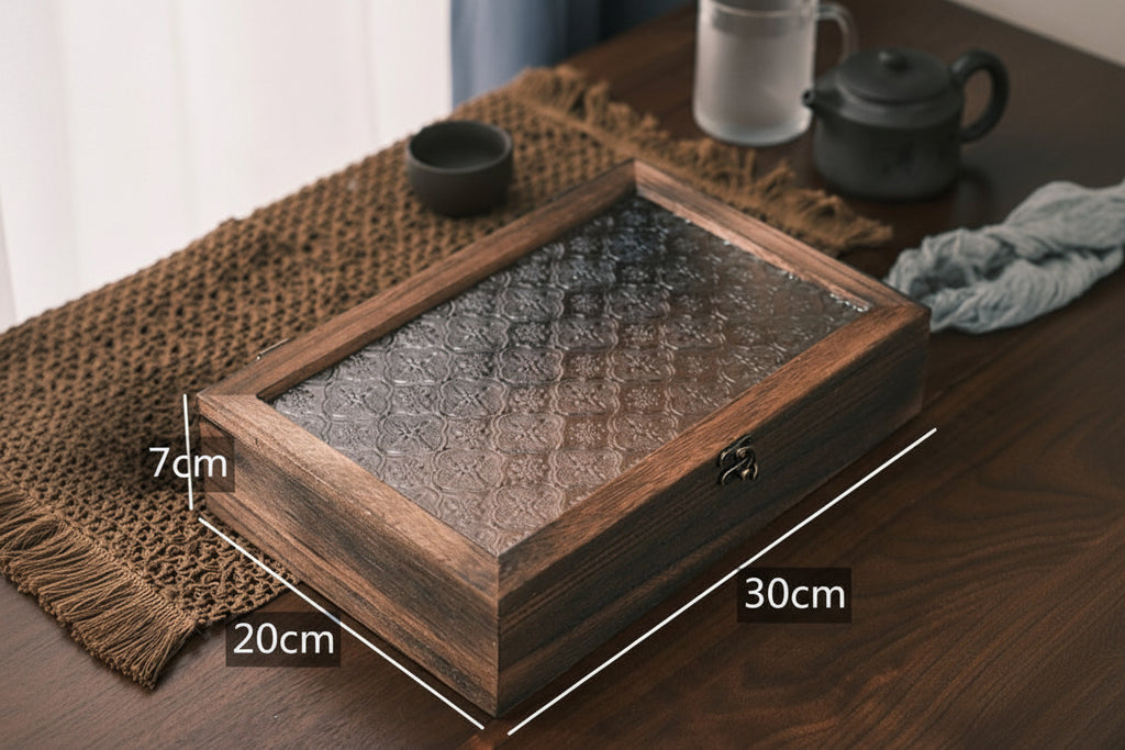 Glass-topped storage box