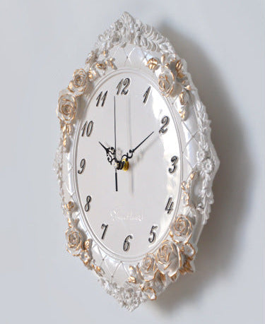 Ivory Rosegold Floral Wall Clock