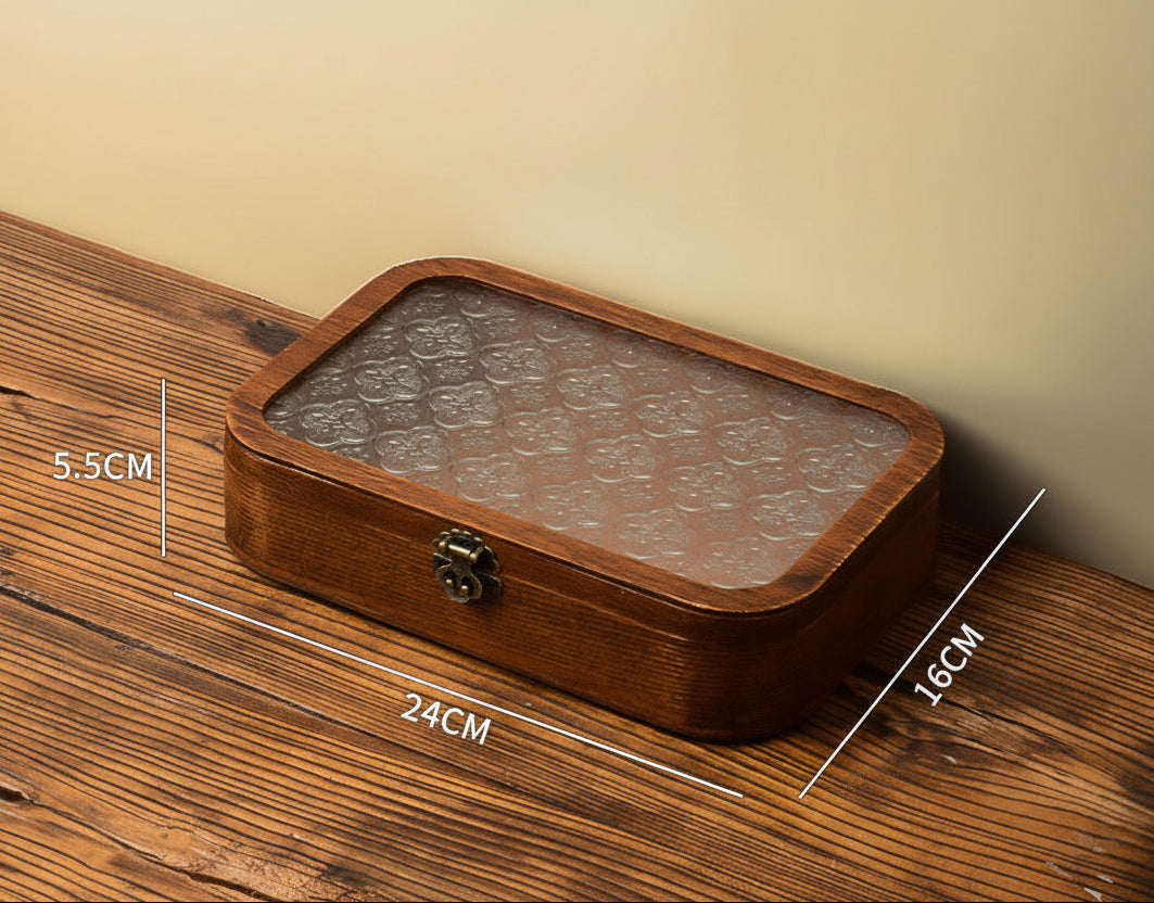 Glass-topped storage box