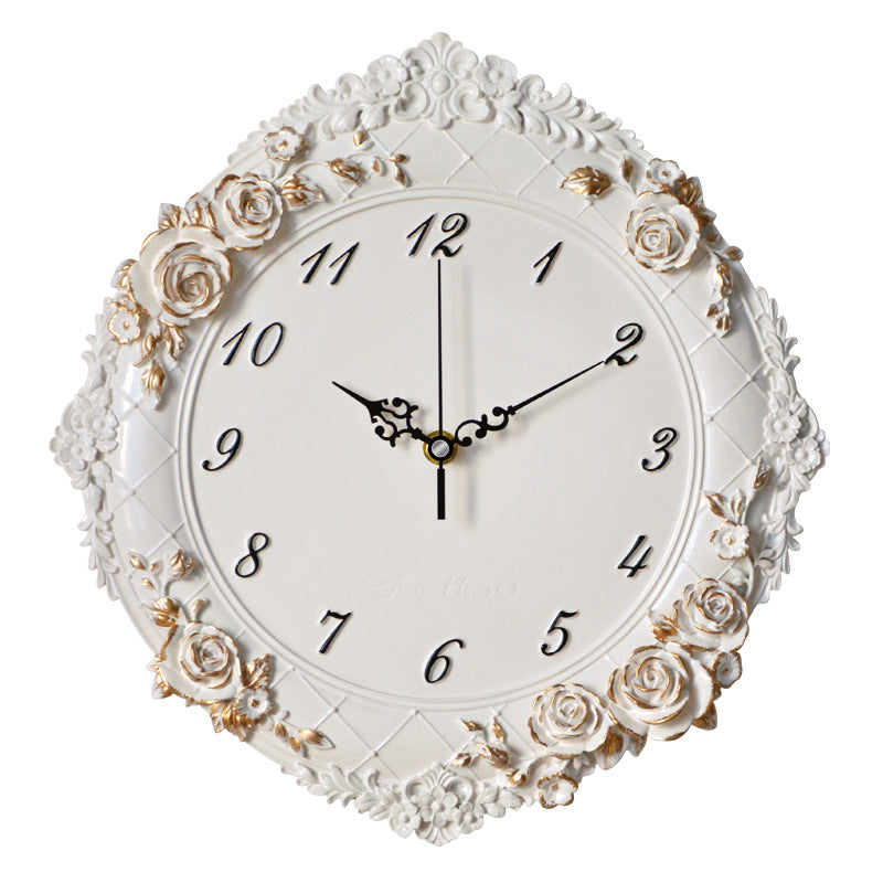 Ivory Rosegold Floral Wall Clock