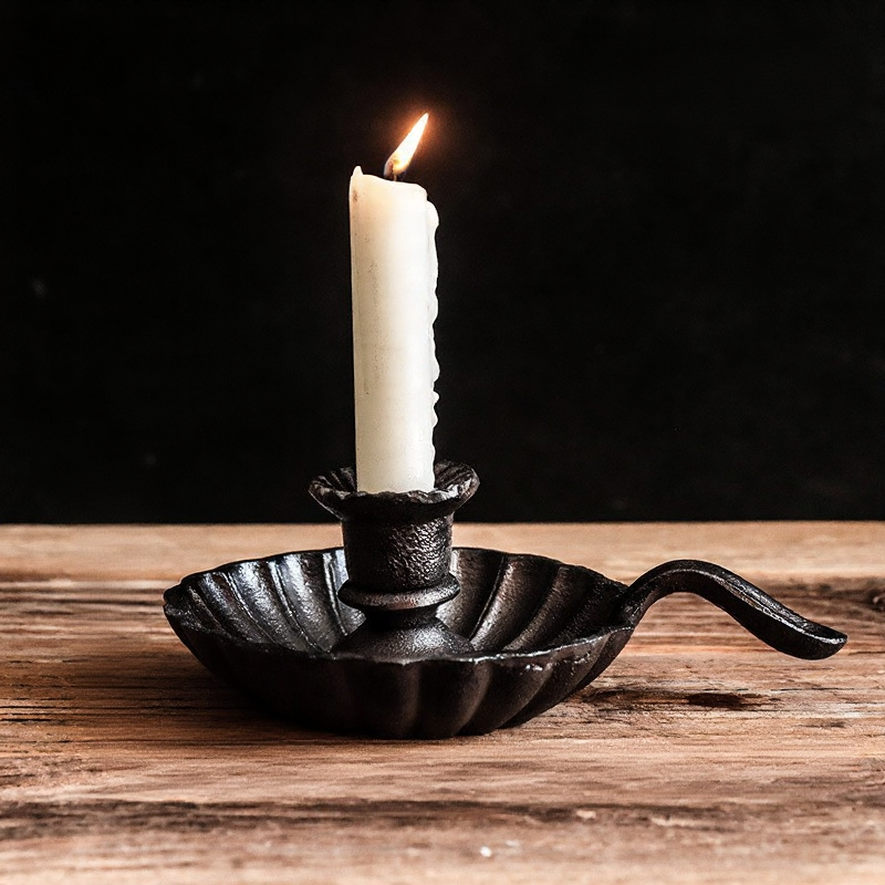Black French Thick Cast Candleholders
