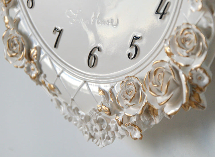 Ivory Rosegold Floral Wall Clock