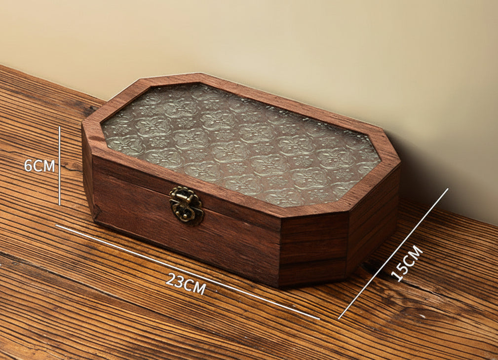 Glass-topped storage box