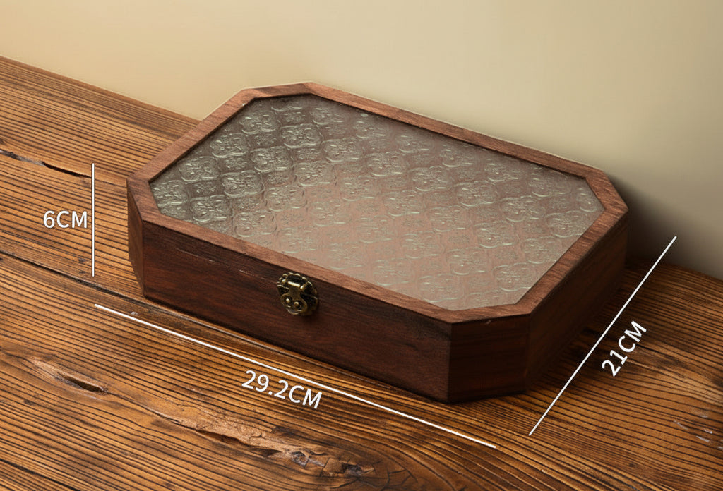 Glass-topped storage box