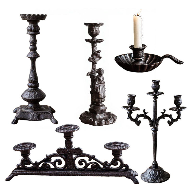 (SELLING OUT FAST!) Black Thick Cast Iron Candlesticks
